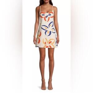 REBECCA TAYLOR White Multicolored Flame Fleur Skirted Romper Size 0
